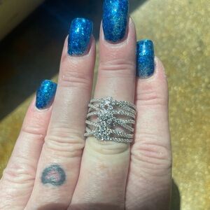 Sterling Silver Moissanite Floral Chaos Ring Size 6!